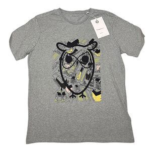 Knowledge Cotton Apparel T-Shirt Mens L Big Owl Print Minimalist Streets Denmark